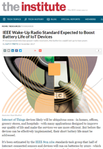 IEEE Wake-Up Radio standard featured in The Institute